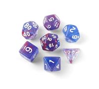 QUTHZZHY DND Dice Polyhedral Dice Set di 7 dadi DND per Dungeons and Dragons RPG MTG Pathfinder Rollenspiel D4 D6 D8 D10 D12 D20 (rosso traslucido blu)