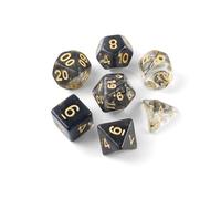 QUTHZZHY DND Dice Polyhedral Dice Set di 7 dadi DND per Dungeons and Dragons RPG MTG Pathfinder Rollenspiel D4 D6 D8 D10 D12 D20 (nero trasparente)