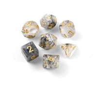 QUTHZZHY DND Dice Polyhedral Dice Set di 7 dadi DND per Dungeons and Dragons RPG MTG Pathfinder Rollenspiel D4 D6 D8 D10 D12 D20 (nero traslucido bianco)