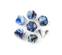 QUTHZZHY DND Dice Polyhedral Dice Set di 7 dadi DND per Dungeons and Dragons RPG MTG Pathfinder Rollenspiel D4 D6 D8 D10 D12 D20 (nero traslucido blu)