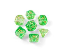 QUTHZZHY DND Dice Polyhedral Dice Set di 7 dadi DND per Dungeons and Dragons RPG MTG Pathfinder Rollenspiel D4 D6 D8 D10 D12 D20 (verde trasparente)