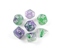 QUTHZZHY DND Dice Polyhedral Dice Set di 7 dadi DND per Dungeons and Dragons RPG MTG Pathfinder Rollenspiel D4 D6 D8 D10 D12 D20 (viola traslucido verde)
