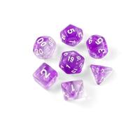 QUTHZZHY DND Dice Polyhedral Dice Set di 7 dadi DND per Dungeons and Dragons RPG MTG Pathfinder Rollenspiel D4 D6 D8 D10 D12 D20 (viola trasparente)