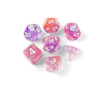 QUTHZZHY DND Dice Polyhedral Dice Set di 7 dadi DND per Dungeons and Dragons RPG MTG Pathfinder Rollenspiel D4 D6 D8 D10 D12 D20 (blu cielo traslucido e arancione viola)