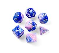 QUTHZZHY DND Dice - Set di 7 dadi da gioco DND, per Dungeon e Dragon, D&D, giochi di ruolo, Pathfinder, giochi da tavolo, MTG, dadi da gioco RPG, giochi da tavolo (azzurro + scritta bianca)