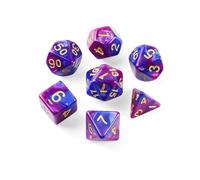 QUTHZZHY DND Dice - Set di 7 dadi da gioco DND, per Dungeon e Dragon, D&D, giochi di ruolo, Pathfinder, giochi da tavolo, MTG, dadi da gioco RPG, giochi da tavolo (blu viola + scritta dorata)