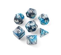 QUTHZZHY DND Dice - Set di 7 dadi da gioco DND, per Dungeon e Dragon, D&D, giochi di ruolo, Pathfinder, giochi da tavolo, MTG, dadi da gioco RPG, giochi da tavolo (argento blu + scritta bianca)