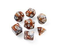 QUTHZZHY DND Dice - Set di 7 dadi da gioco DND, per Dungeon e Dragon, D&D, giochi di ruolo, Pathfinder, giochi da tavolo, MTG, dadi da gioco RPG, giochi da tavolo (caffè argento con scritta bianca)