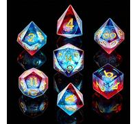 QUTHZZHY Set di 7 dadi poliedrici per giochi di ruolo, in resina, per Dungeons and Dragons, MTG, RPG, Pathfinder, D4 D6 D8 D10 D12 D20 D%
