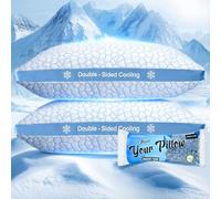QUTOOL Set di 2 cuscini rinfrescanti a doppio lato per chi dorme caldo, in memory foam, per letto matrimoniale, regolabile, morbido e solido in gel, per chi dorme su fianchi, schiena e stomaco