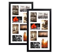 QUTREY Set di 2 cornici nere per collage da 10 x 15 cm, 8 aperture, cornice opaca per foto da 10 x 15 cm per esporre 16 foto multiple da parete