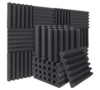 Qutsvosh 12 fonoassorbenti in schiuma a forma di , 5,1 x 30,5 x 30,5 cm, schiuma fonoassorbente ad alta densità per trattamento acustico