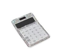 Qutsvosh Calcolatrice in plastica con strass, 12 cifre, a energia solare e a batteria, display LCD a doppia alimentazione, per ufficio, scuola, colore