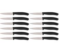 Quttin Coltello per uso quotidiano. Set di 12 coltelli pelapatate manico nero resistente e durevole. Coltello adatto per carne, pelapatate, cucina, tavolo, tavolo, set da 6 pezzi