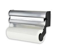 Quttin - Dispenser porta rotolo da cucina per carta da cucina con pellicola trasparente in foglio di alluminio 3 in 1 per parete 34x20x9 cm