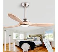 QUTWOB - Ventilatori da soffitto in legno da 42 pollici con luci e telecomando, ventilatore da soffitto in legno a 3 lame per garage, patio, soggiorno, camera da letto, ufficio, casa di