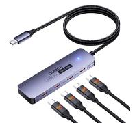 QUUGE Hub USB C 10Gbps, Dati Hub con 4× USB-C 3.2 Gen 2, Adattatore USB-C in Alluminio con Cavo in Nylon da 1 m e LED, Plug & Play per MacBook Air M4, ThinkPad X1, XPS 13, iPhone 15, Galaxy S25