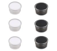 QUUPY 6 mini scatole rotonde in plastica con coperchio superiore trasparente e spugna, per collezionare strass (bianco + nero)