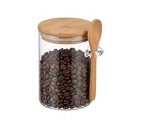 QUUPY Barattolo di vetro da 450 ml con coperchio ermetico e cucchiaio, contenitore per alimenti in vetro per la notte con coperchio per farina, zucchero, caffè, snack e caramelle