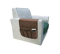 QUUPY Borsa portaoggetti per braccioli da divano, borsa antiscivolo per telecomando, borsa da appendere al comodino, per tablet, telefono, blocco note, marrone
