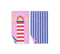 Quut - Telo da spiaggia/piscina per bambini con gioco - Ultra asciugatura rapida in microfibra, senza sabbia - compatto, leggero (Faro, L - 180 x 100 cm)