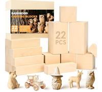 Quuylin 22 PCS Blocchi di Intaglio del Tiglio, Blocchi Legno Tiglio Naturale per Intaglio Manuale DIY e Tornitura, 3 Dimensioni Legno da Intaglio Tiglio per Principianti, Bambini e Adulti