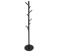 QUVIO Appendiabiti da terra, moderno appendiabiti a piantana, elegante appendiabiti a piantana in legno con ganci per ufficio, corridoio, ingresso - Appendiabiti, cappelli, borse, vestiti - Nero