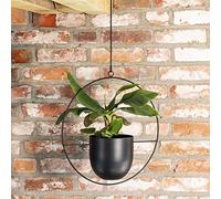 QUVIO Vaso da Appendere per Piante da Interno, Vasi da Fiori Sospesi, Portapiante Sospesi, Vaso da Fiori, Supporto per Piante Sospese, Vaso da Appendere al Soffitto, Fioriera sospesa, 14cm, Nero
