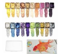Quvxzy Set di 20 colori ad acquerello con glitter - Watercolor metallizzato con effetto cangiante, colori ad acqua brillanti per tela, album di schizzi e progetti artistici, altamente pigmentati e