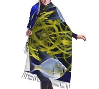 QUWJLK Sciarpa con pesci angelo dell'acquario, scialle lungo in cashmere e stole, piccola coperta, sciarpe alla moda da donna con nappe,