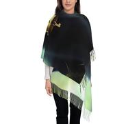 QUWJLK Sciarpa da donna con nappine e gatto nero dagli occhi grandi, calda sciarpa invernale, sciarpa in finto cashmere per l'inverno.