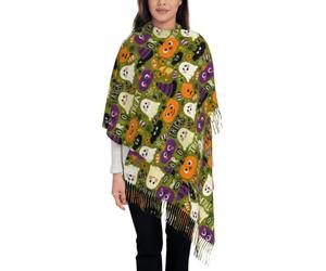 QUWJLK Sciarpa da donna effetto cashmere con nappe - Dolcetto o scherzetto2