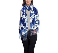 QUWJLK Sciarpa e scialle in cashmere con nappe e farfalle blu, leggeri e alla moda, perfetti come regalo per le donne.