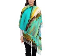 QUWJLK Sciarpa lunga con nappe e stampa di paesaggi caraibici, calda sciarpa a righe verticali, un accessorio alla moda per l'autunno e l'inverno.