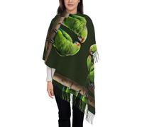 QUWJLK Sciarpa lunga con nappe in finta cashmere con due pappagalli su una palma verde, morbida, delicata sulla pelle e calda per l'uso quotidiano, abbinabile a cappotto, maglione e outfit termico.