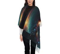 QUWJLK Sciarpa lunga con nappe stampate Echi di esistenza, scialle caldo a righe verticali, un accessorio alla moda per l'autunno/inverno.