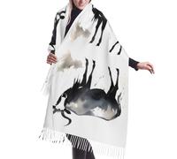 QUWJLK Una robusta sciarpa con nappe e motivo antilope, uno scialle spesso e caldo da donna lavorato a maglia, adatto per gli spostamenti quotidiani e le gite in vacanza.