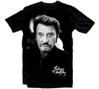 quwomu Johnny Hallyday Star Homme Noir Mens Black T-Shirt