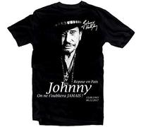 quwomu Johnny Hallyday Star Homme Noir Mens T-Shirt Unisex XS-4XL