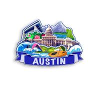 Quwsne Calamita da frigorifero Austin Texas Stati Uniti magnete da frigorifero souvenir da viaggio città regali turistici 3D classici punti di riferimento artigianali fatti a mano decorazione della