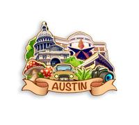 Quwsne Calamita da frigorifero Austin Texas Stati Uniti magnete da frigorifero souvenir da viaggio città regali turistici 3D classici punti di riferimento artigianali fatti a mano decorazione della