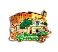 Quwsne Calamita da frigorifero Cosenza Calabria Italia magnete da frigorifero souvenir di viaggio città regali turistici 3D classici punti di riferimento artigianali fatti a mano decorazione della