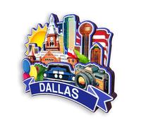 Quwsne Calamita da frigorifero Dallas Texas Stati Uniti magnete da frigorifero souvenir di viaggio città regali turistici 3D monumenti classici fatti a mano artigianato decorazione della casa -380