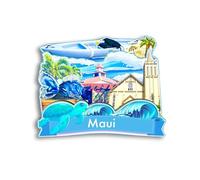 Quwsne Calamita da frigorifero Maui Hawaii USA, souvenir da viaggio in città, regali turistici, 3D, monumenti classici, fatti a mano, decorazione per la casa, 631