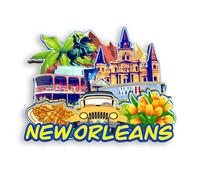 Quwsne Calamita da frigorifero New Orleans Louisiana Stati Uniti magnete da frigorifero souvenir di viaggio città regali turistici 3D classici monumenti artigianali fatti a mano decorazione della casa