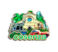 Quwsne Calamita per frigorifero Cosenza Calabria Italia, souvenir di viaggio in città, regali turistici, 3D, monumenti classici, artigianato fatto a mano, decorazione per la casa -96, QS-WC-96