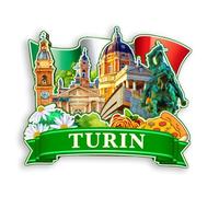 Quwsne Calamita per frigorifero Torino Italia magnete da frigorifero souvenir di viaggio città regali turistici 3D classici punti di riferimento artigianali fatti a mano decorazione domestica -1274