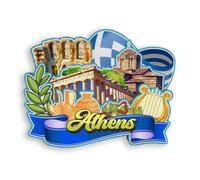 Quwsne Magnete da frigorifero Atene Grecia Magnete da frigorifero souvenir da viaggio in città regali turistici 3D classici monumenti artigianali fatti a mano decorazione domestica -1705
