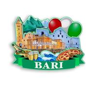 Quwsne Magnete da frigorifero Bari Italia magnete da frigorifero souvenir di viaggio città regali turistici 3D classici punti di riferimento artigianali fatti a mano decorazione domestica -1287