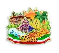 Quwsne Magnete da frigorifero Bari Italia magnete da frigorifero souvenir di viaggio città regali turistici 3D classici punti di riferimento artigianali fatti a mano decorazione domestica -1288